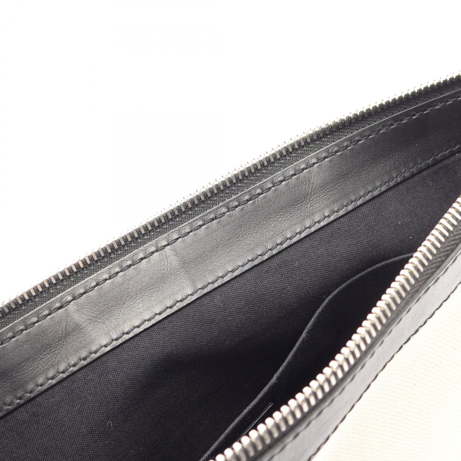 Balenciaga Clutch Navy Clip M Black Ivory Canvas Leather — view 8