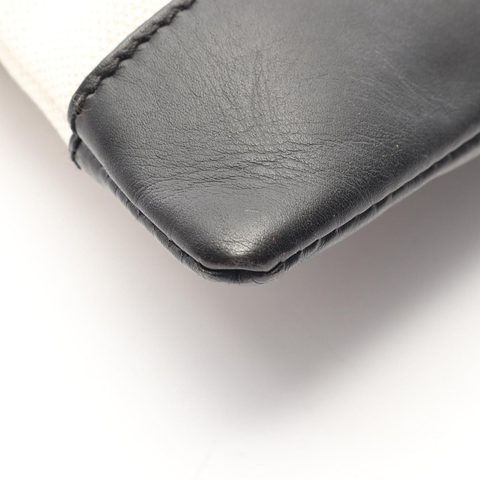 Balenciaga Clutch Navy Clip M Black Ivory Canvas Leather — view 5