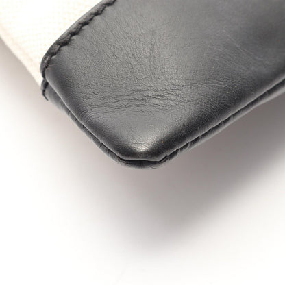 Balenciaga Clutch Navy Clip M Black Ivory Canvas Leather — view 5
