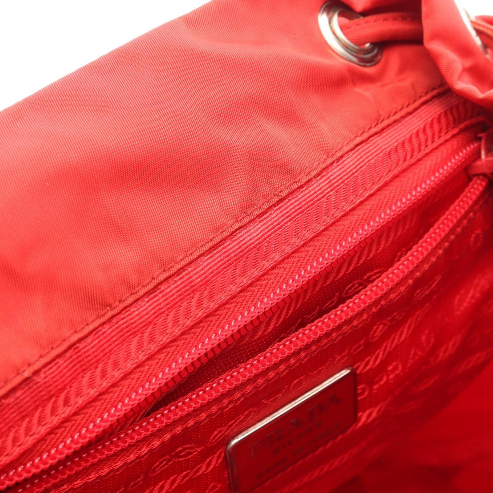 Prada Backpack Vela Red Nylon Leather — view 9