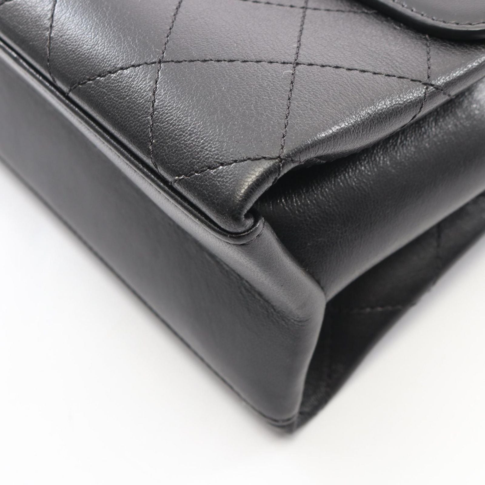 Chanel Shoulder Bag Quilted 2-Way Black Lambskin Chain — view 9
