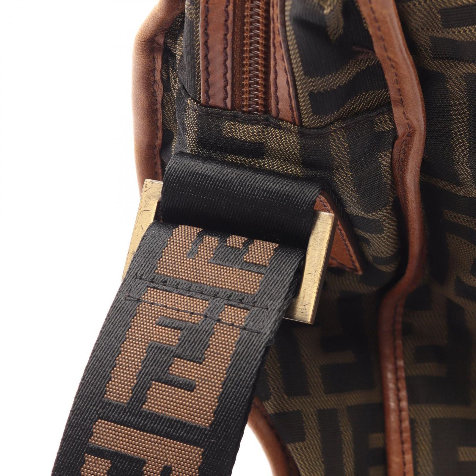 Fendi Shoulder Bag Zucca Brown Canvas Leather — view 6