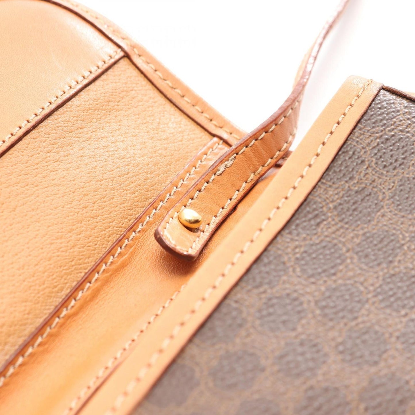 Celine Shoulder Bag Macadam Bag Dark Brown Canvas Leather — view 7