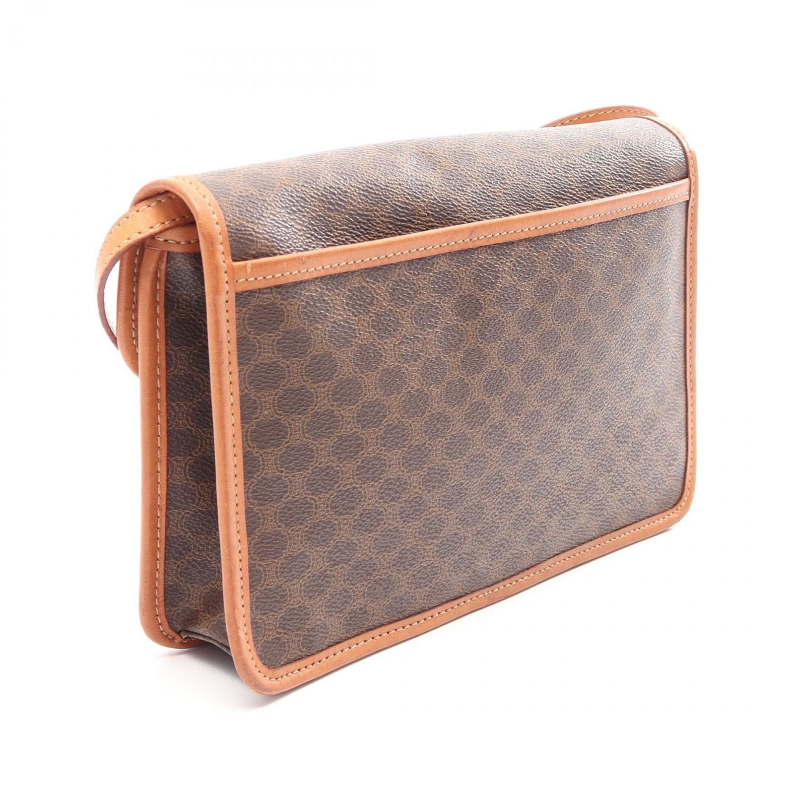Celine Shoulder Bag Macadam Bag Dark Brown Canvas Leather — view 2