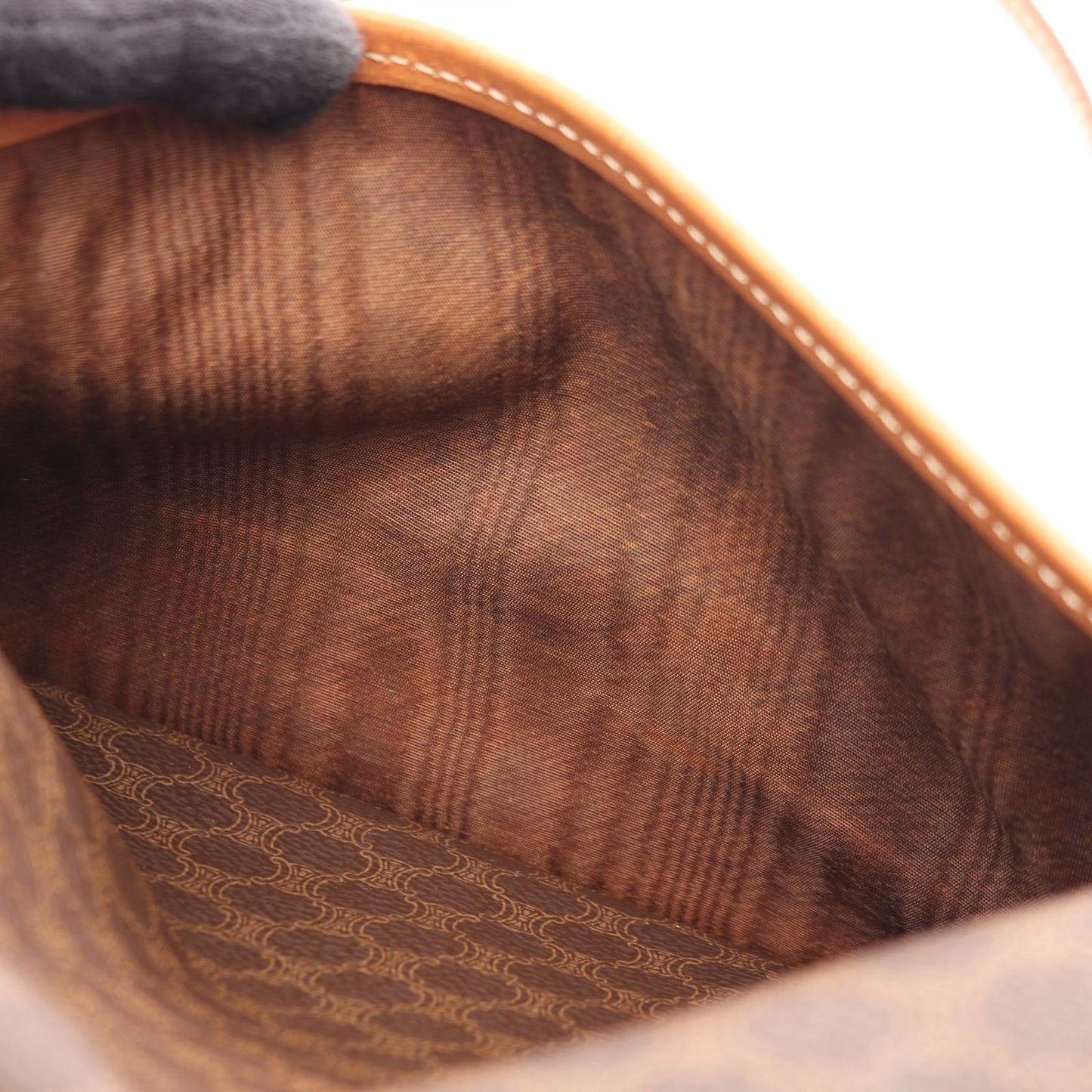 Celine Shoulder Bag Macadam Bag Dark Brown Canvas Leather — view 8
