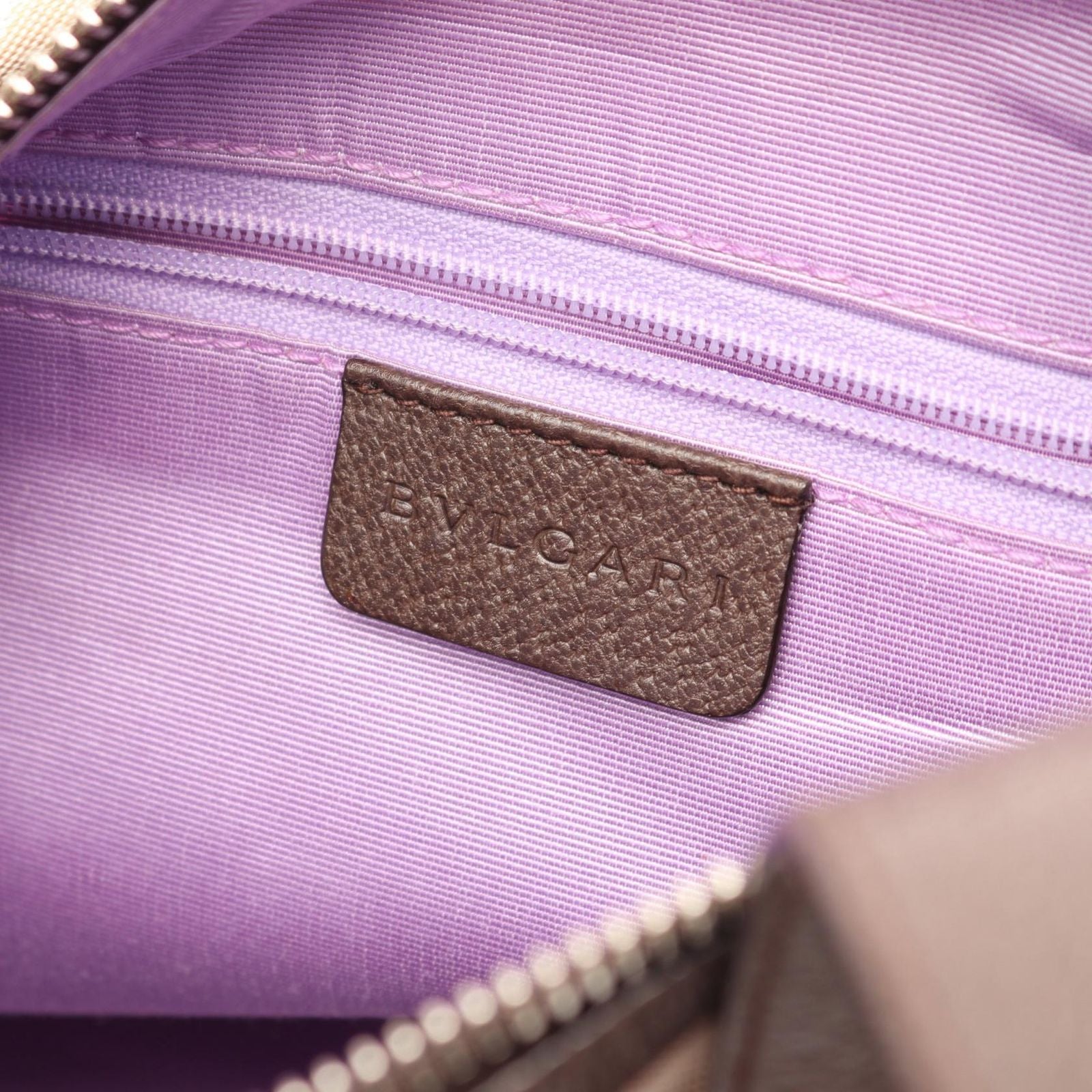 Bvlgari Handbag Logo Mania Beige Canvas Leather — view 4