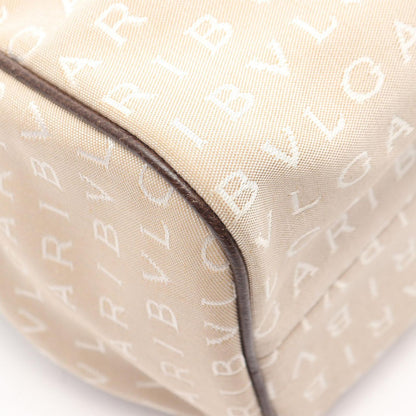 Bvlgari Handbag Logo Mania Beige Canvas Leather — view 6
