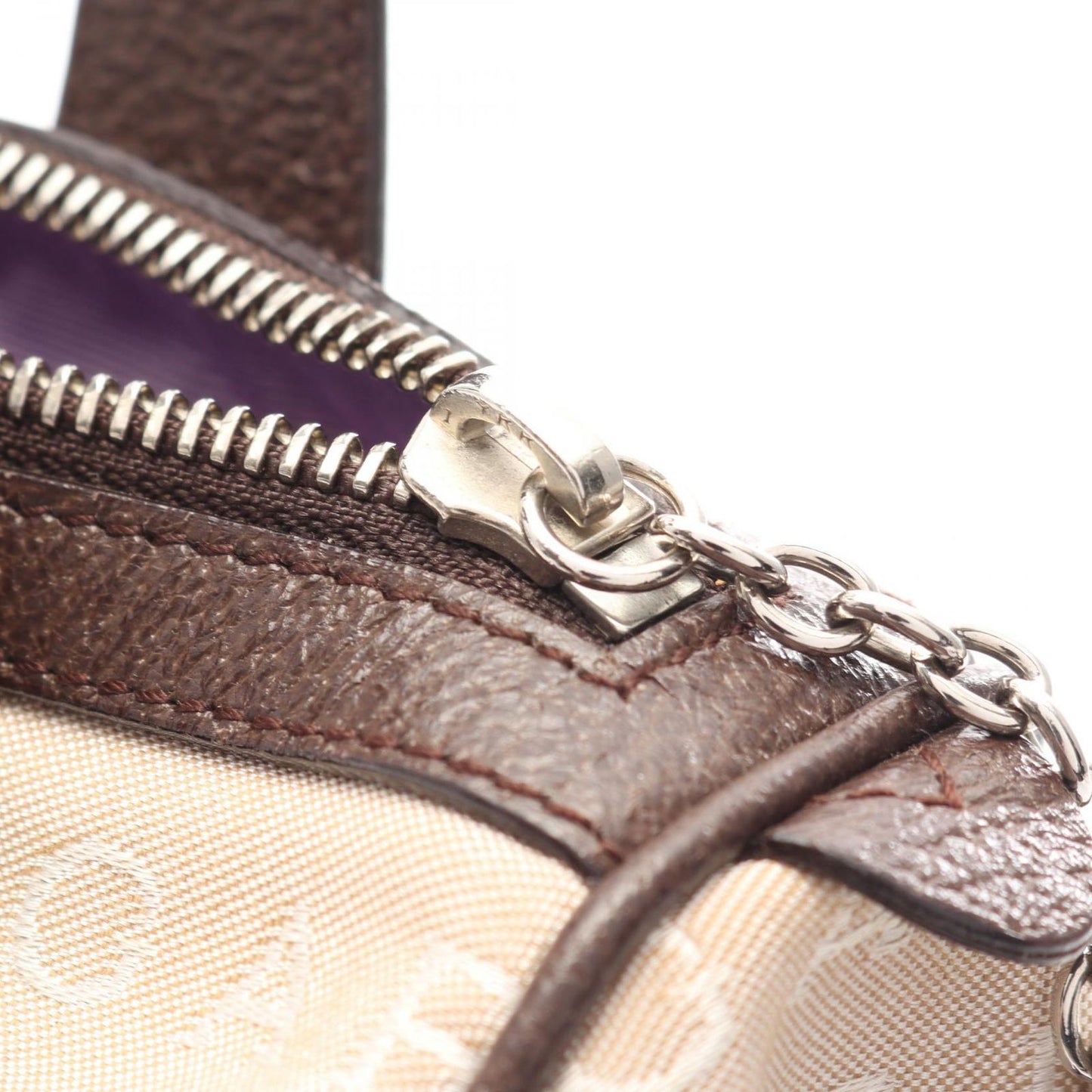 Bvlgari Handbag Logo Mania Beige Canvas Leather — view 7