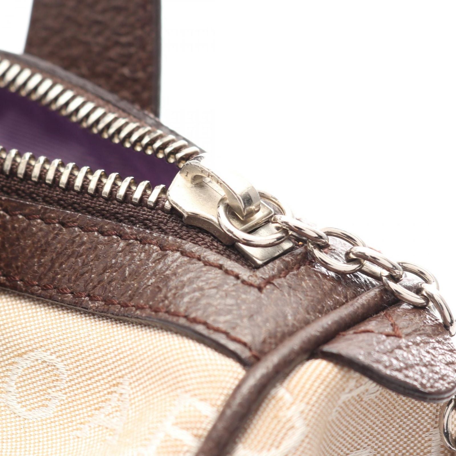 Bvlgari Handbag Logo Mania Beige Canvas Leather — view 7
