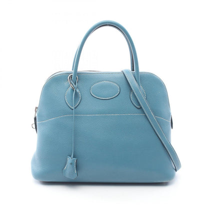 Hermes Handbag Bolide 31 Blue Jean 2-Way Leather