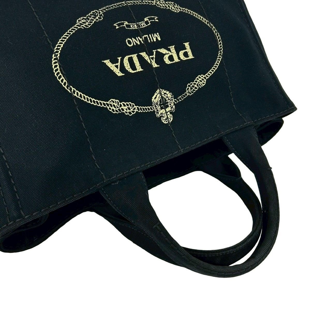 Prada Canapa Triangle Logo Canvas 2-Way Shoulder Bag Tote Black — view 4