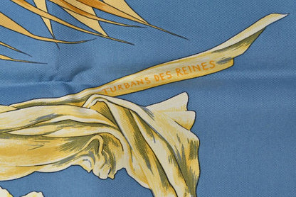 Hermes Carre 90 Scarf Queen's Turban Tropical Forest Silk 100% Blue Multi — view 3