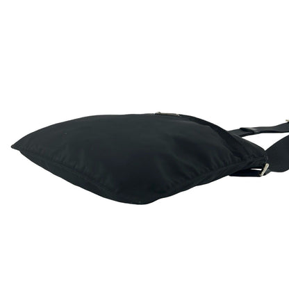 Prada Triangle Logo Tessuto Nylon Leather Shoulder Bag Crossbody Pochette Black — view 8