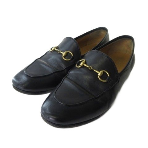 Gucci Bit Loafers Shoes Flat Leather Black