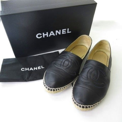 Chanel Espadrilles Slip on Shoes Lambskin Black — view 9