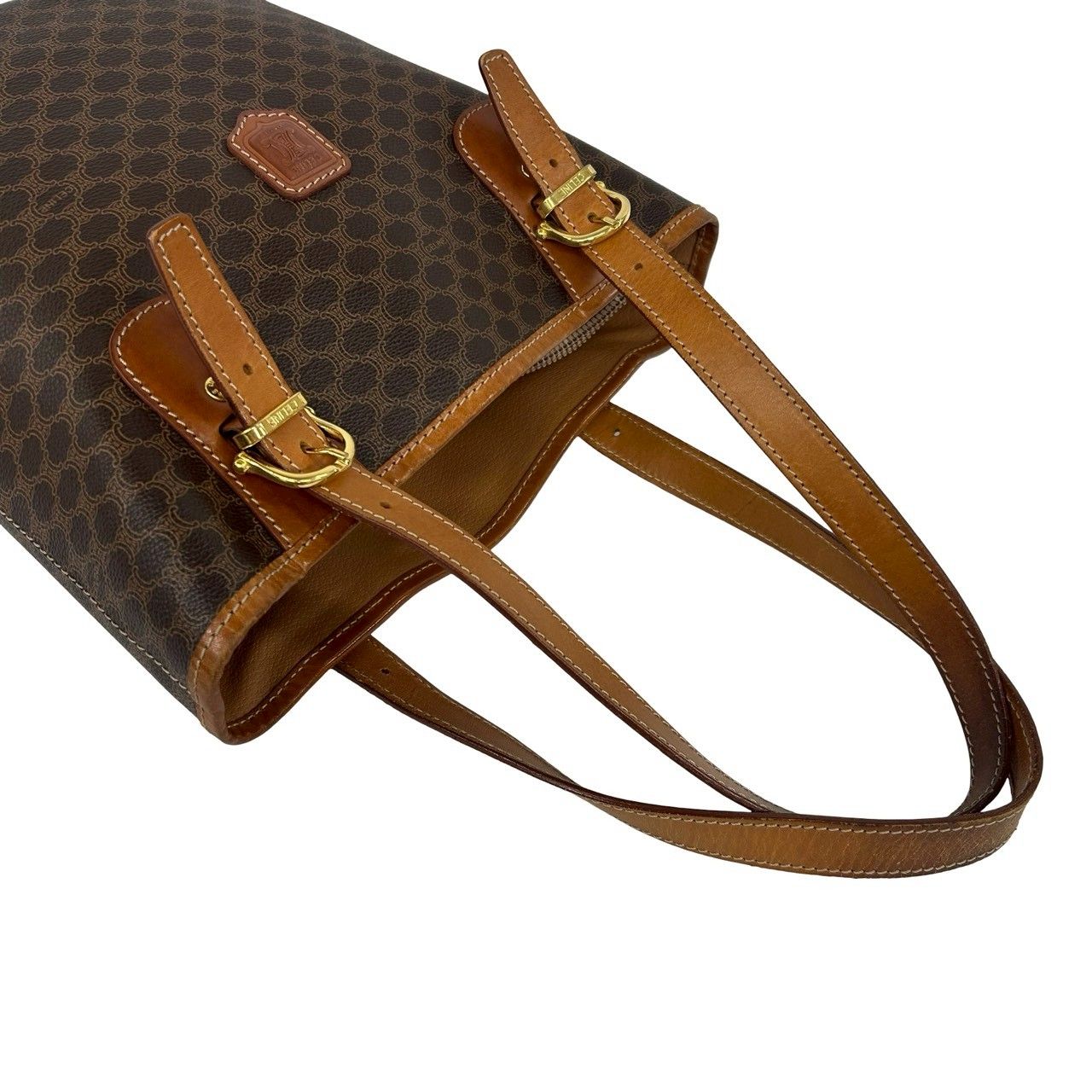 Celine Vintage Magadam Blason Triomphe Pattern Logo Leather Tote Brown — view 4