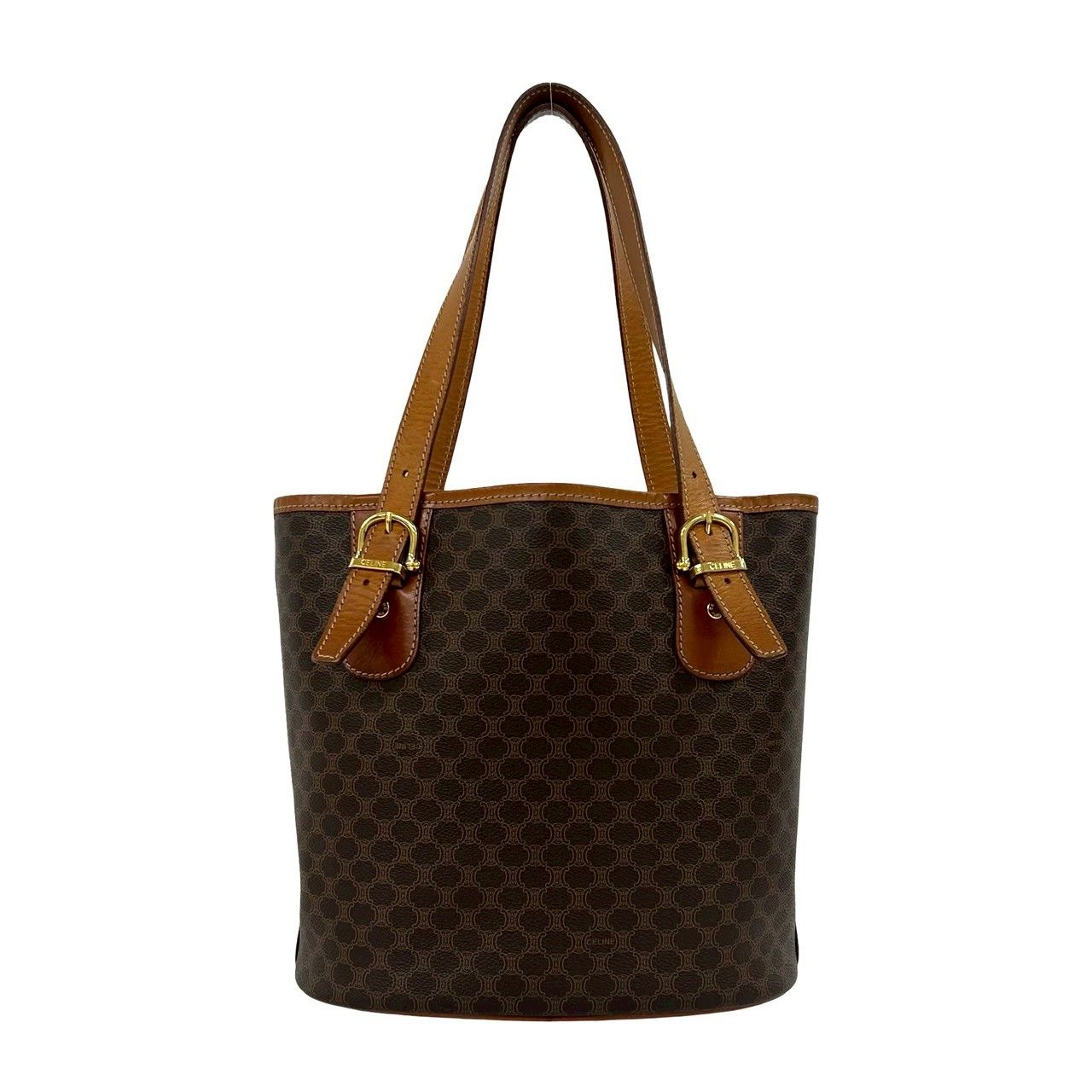 Celine Vintage Magadam Blason Triomphe Pattern Logo Leather Tote Brown — view 3