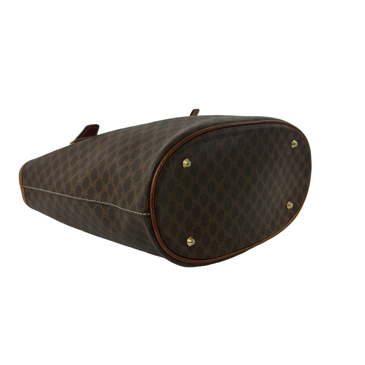 Celine Vintage Magadam Blason Triomphe Pattern Logo Leather Tote Brown — view 7