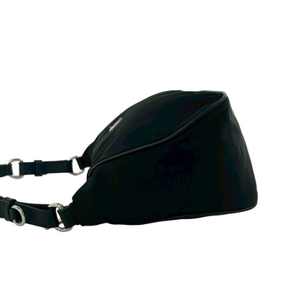 Prada Triangle Logo Nylon Leather Shoulder Bag Semi Black — view 5