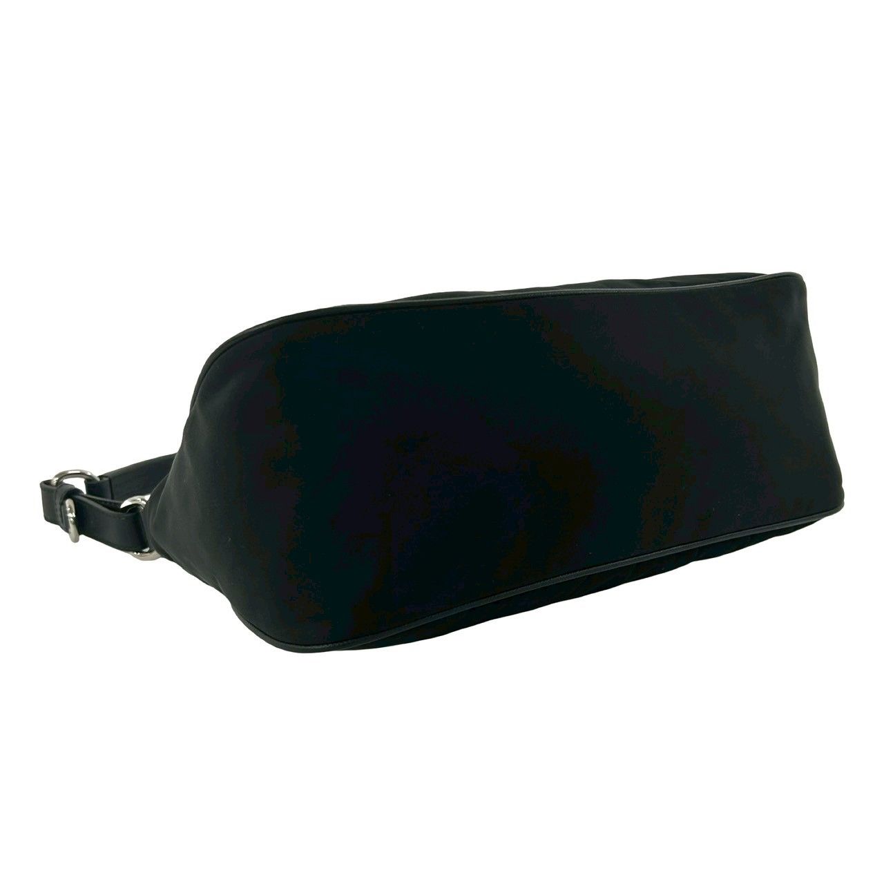 Prada Triangle Logo Nylon Leather Shoulder Bag Semi Black — view 7