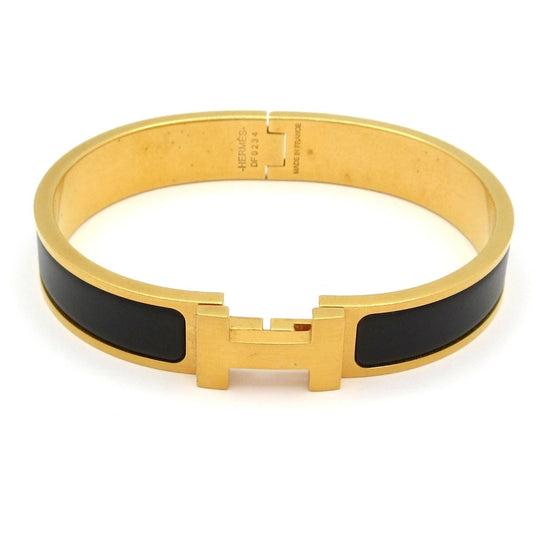 Hermes Bangle Click HH Gold Black Bracelet