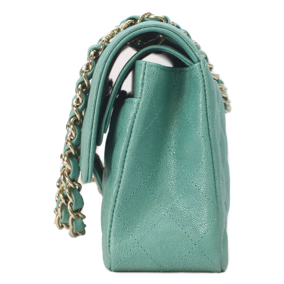 Chanel Pearl Green Caviar Gold Quilted 23 Shoulder — view 2