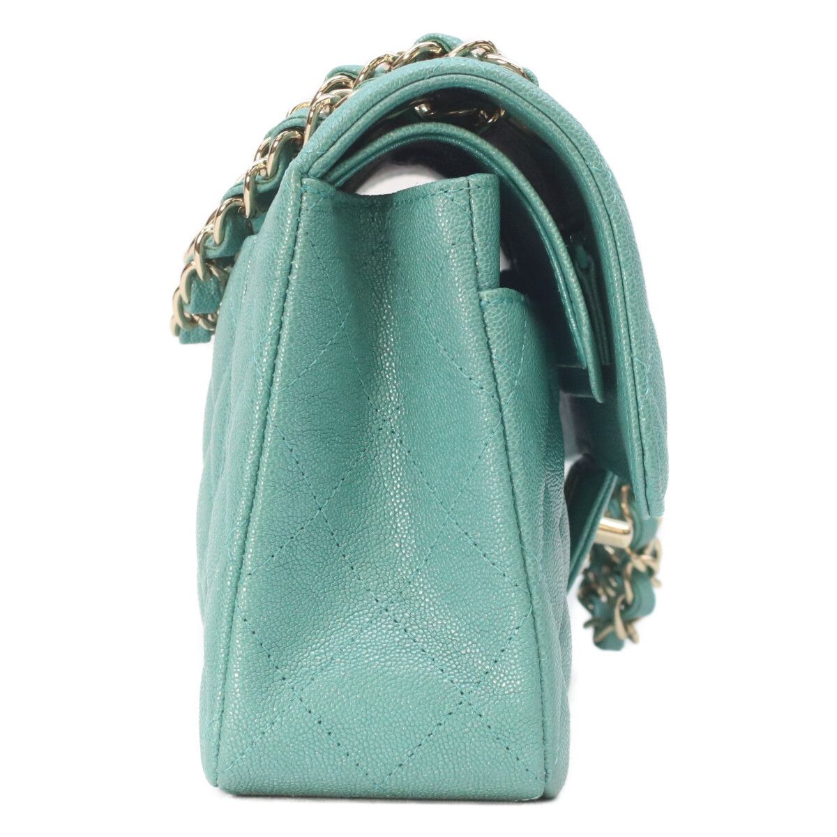 Chanel Pearl Green Caviar Gold Quilted 23 Shoulder — view 4