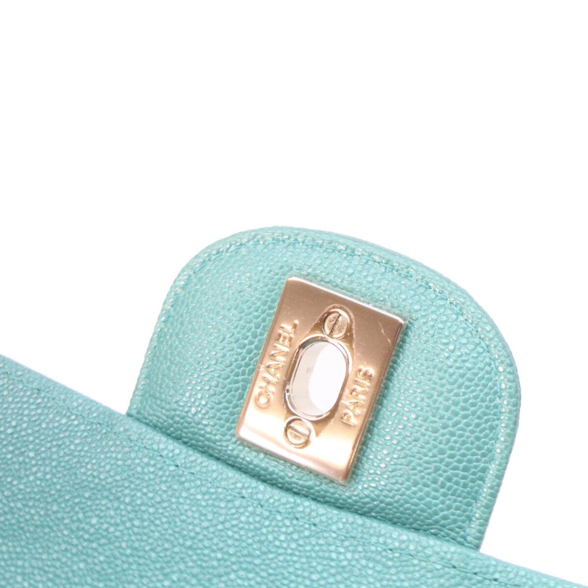 Chanel Pearl Green Caviar Gold Quilted 23 Shoulder — view 7
