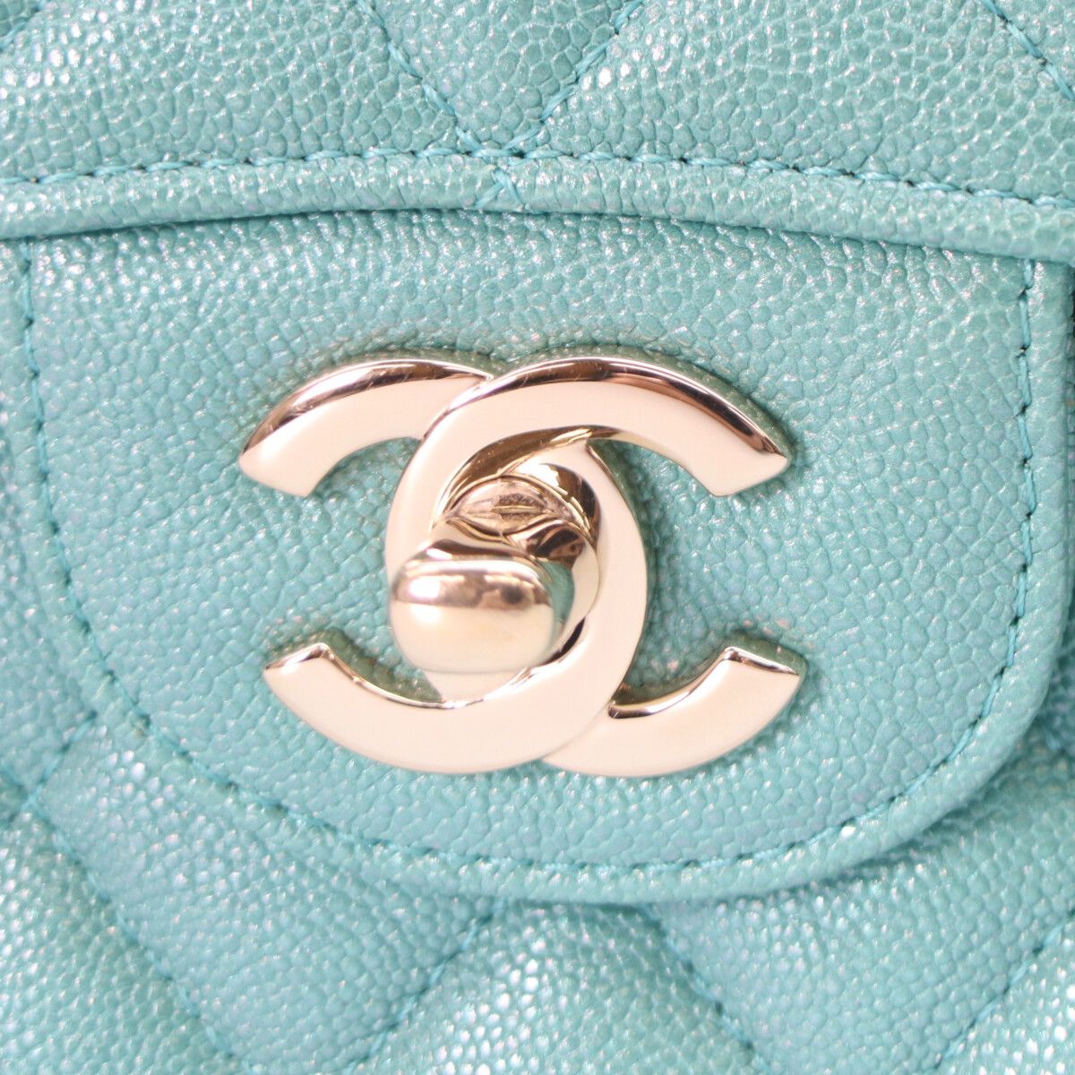 Chanel Pearl Green Caviar Gold Quilted 23 Shoulder — view 6