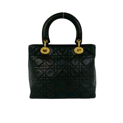 Dior Vintage Lady Cannage Lambskin Leather Handbag Black — view 3