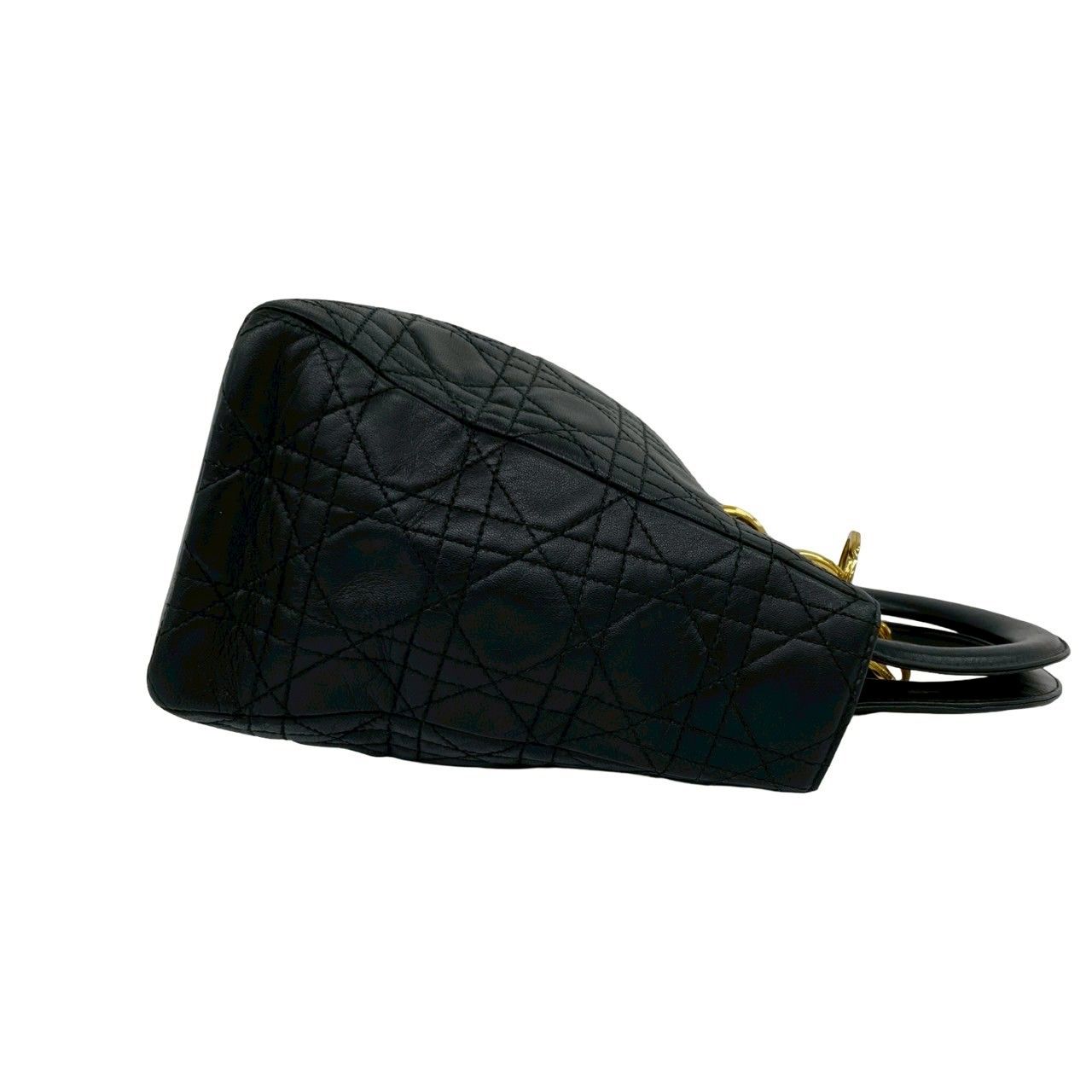 Dior Vintage Lady Cannage Lambskin Leather Handbag Black — view 6