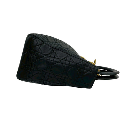 Dior Vintage Lady Cannage Lambskin Leather Handbag Black — view 6