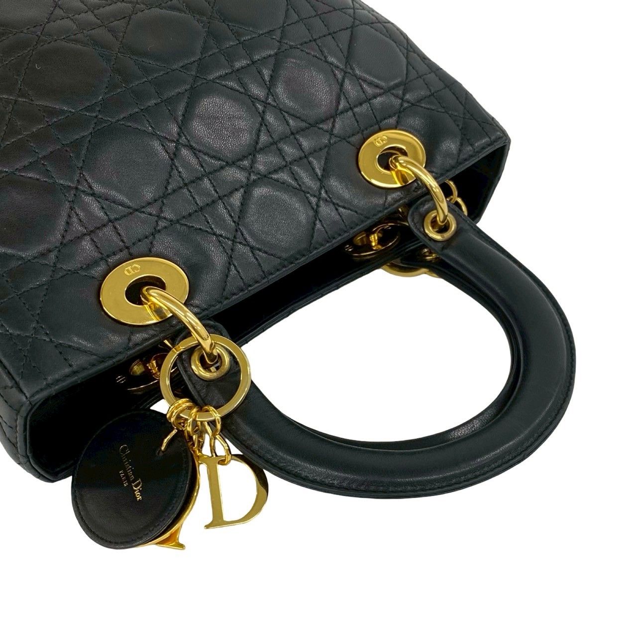 Dior Vintage Lady Cannage Lambskin Leather Handbag Black — view 4