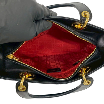 Dior Vintage Lady Cannage Lambskin Leather Handbag Black — view 9