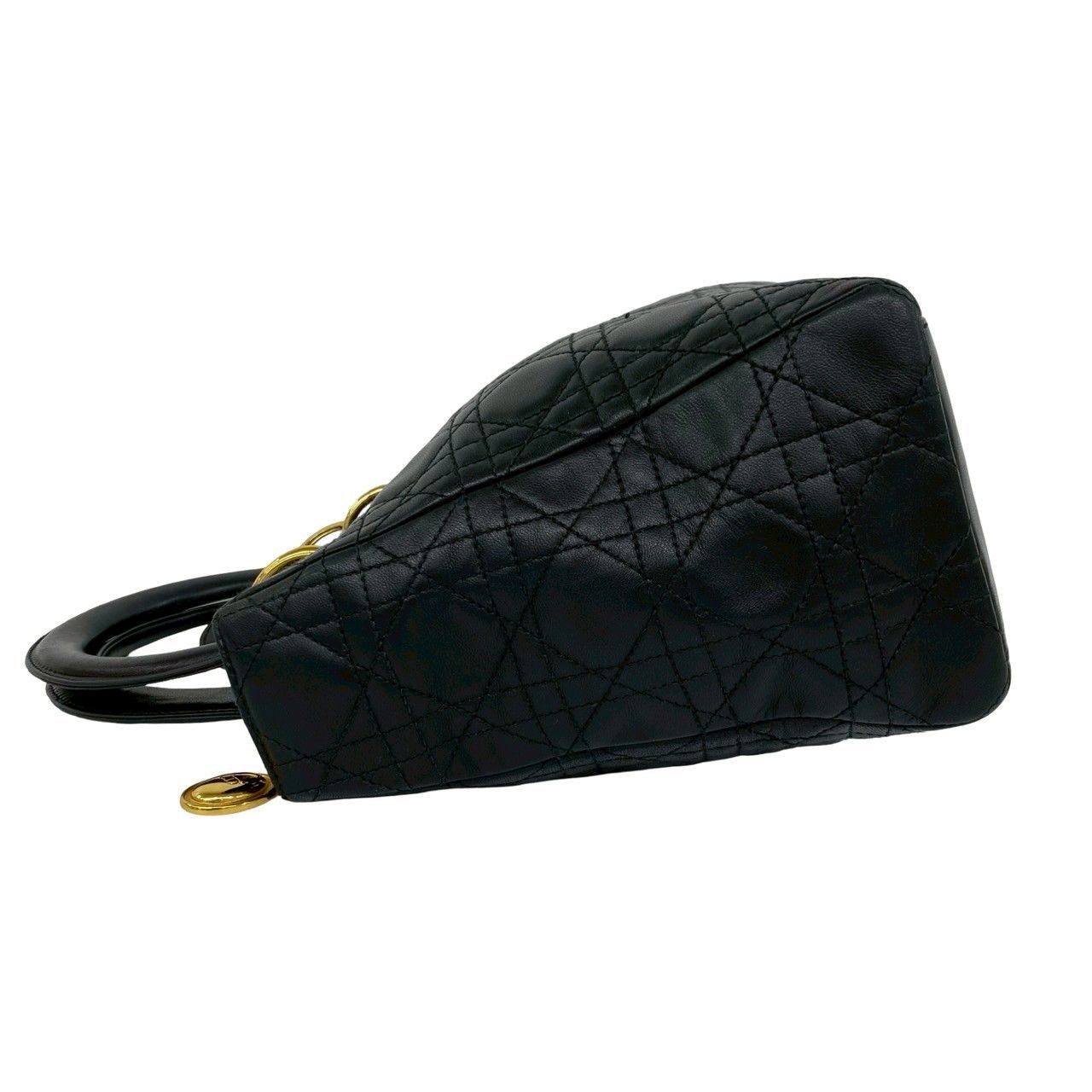 Dior Vintage Lady Cannage Lambskin Leather Handbag Black — view 5