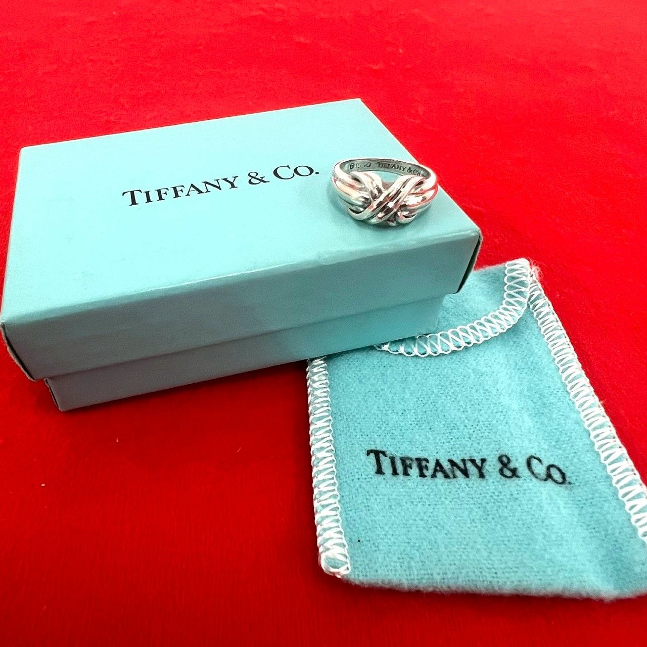 Tiffany & Co Box Signature Ring 925 Sterling Silver No 8