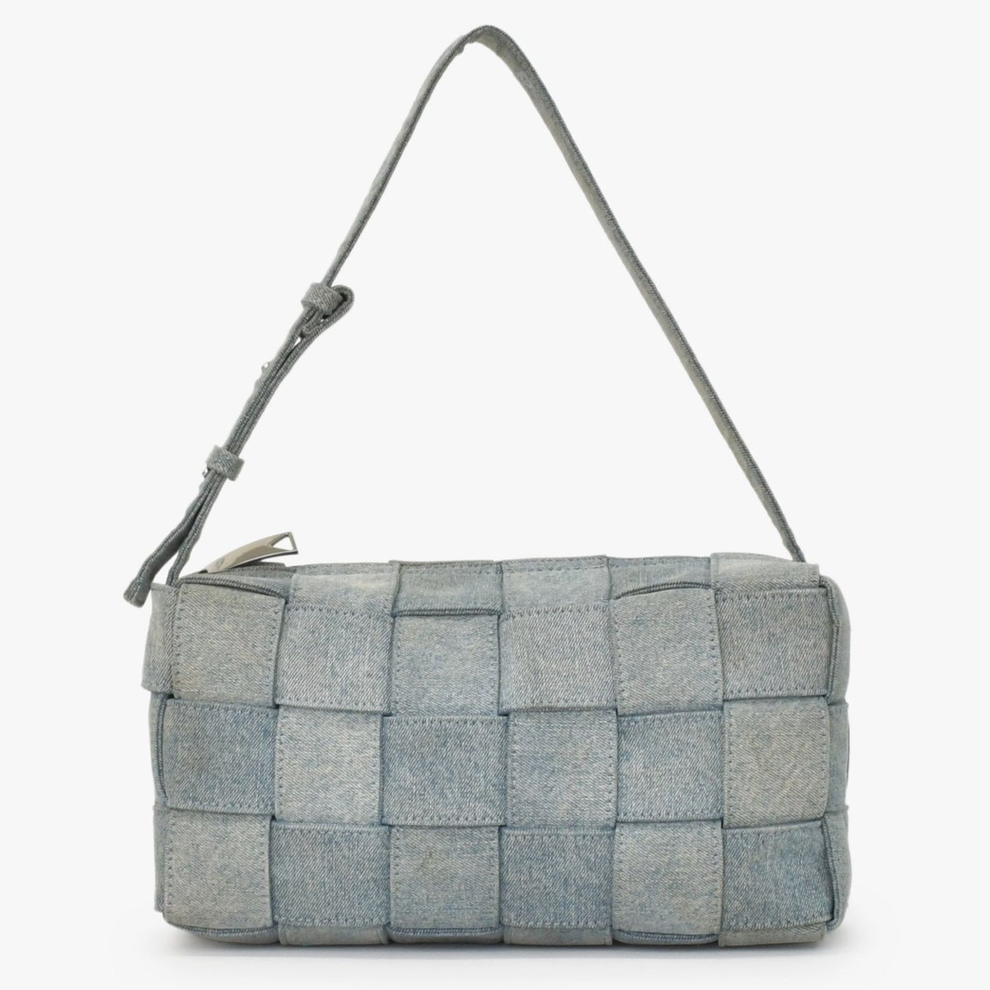 Bottega Veneta Maxi Intrecciato Cassette Shoulder Bag Denim Fabric Indigo Washed