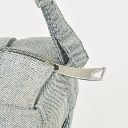 Bottega Veneta Maxi Intrecciato Cassette Shoulder Bag Denim Fabric Indigo Washed — view 5