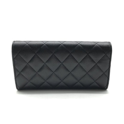 Chanel Quilted CC Logo Caviar Leather Wallet Black — view 3