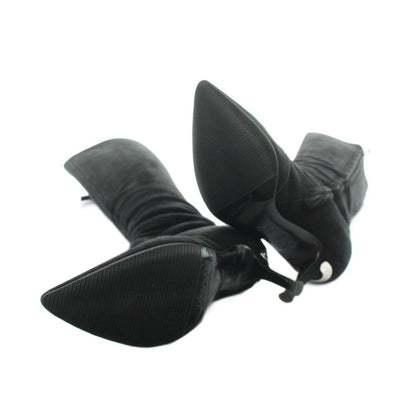 Louis Vuitton Long Boots Pointed Toe Logo Suede 35.5 Black — view 5