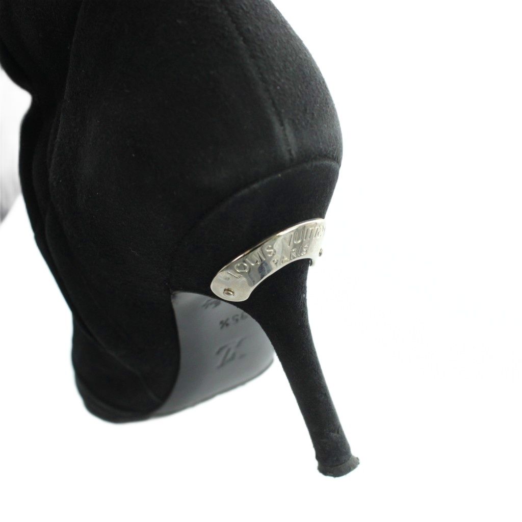 Louis Vuitton Long Boots Pointed Toe Logo Suede 35.5 Black — view 6