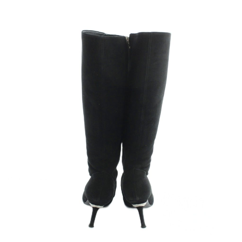 Louis Vuitton Long Boots Pointed Toe Logo Suede 35.5 Black — view 3