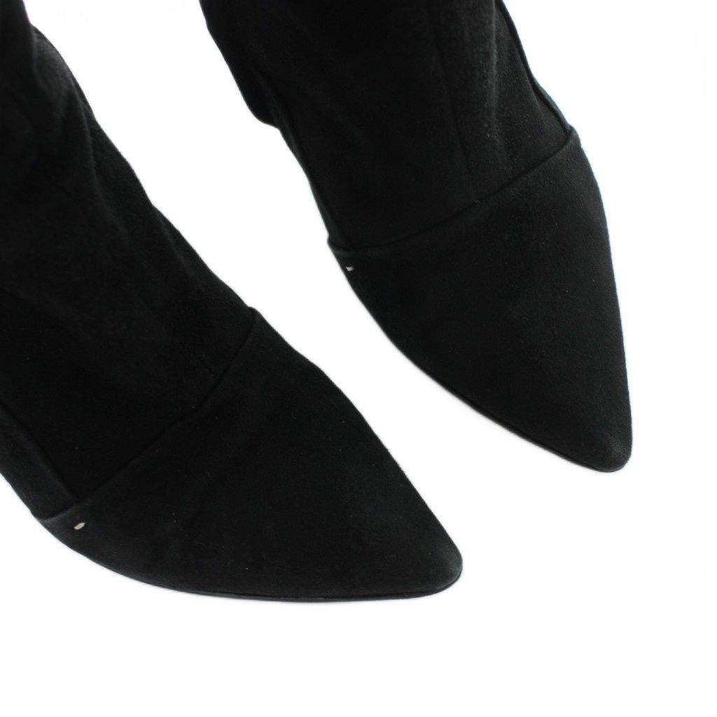 Louis Vuitton Long Boots Pointed Toe Logo Suede 35.5 Black — view 4