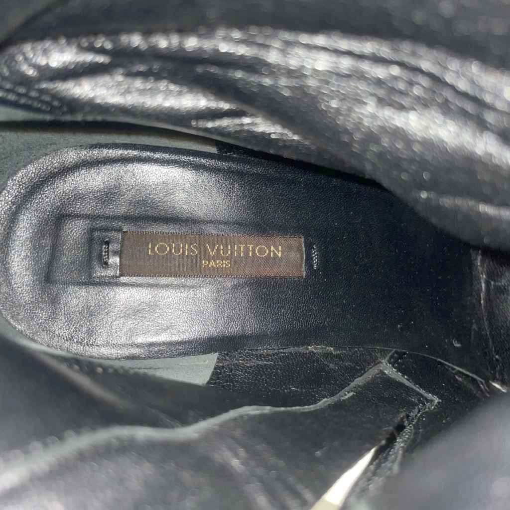 Louis Vuitton Long Boots Pointed Toe Logo Suede 35.5 Black — view 7