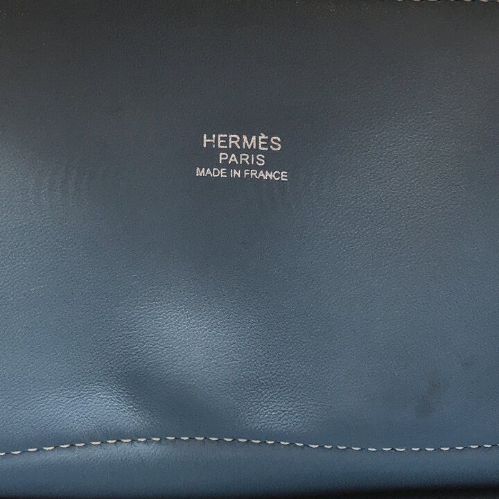 Hermes Bolide Hand Tote Blue Leather Purse — view 9
