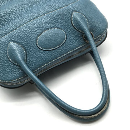 Hermes Bolide Hand Tote Blue Leather Purse — view 7