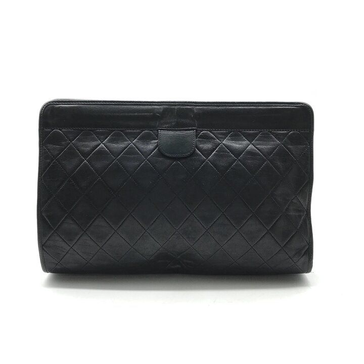 Chanel CC Logo Quilted Lambskin Clutch Second Black Purse — view 2