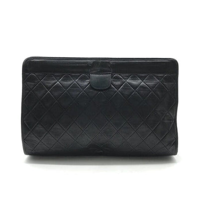 Chanel CC Logo Quilted Lambskin Clutch Second Black Purse — view 2