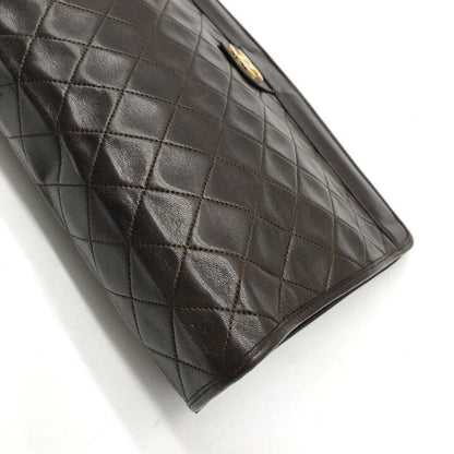 Chanel CC Logo Quilted Lambskin Clutch Second Brown Purse — view 5