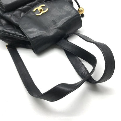 Chanel CC Logo Quilted Lambskin Vintage Backpack Pack Black Parts — view 7